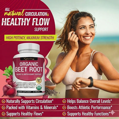 Naturévoa Organic Beet Root Tablets - Pure Inner Glow & Vitality Blend (90 Tablets)