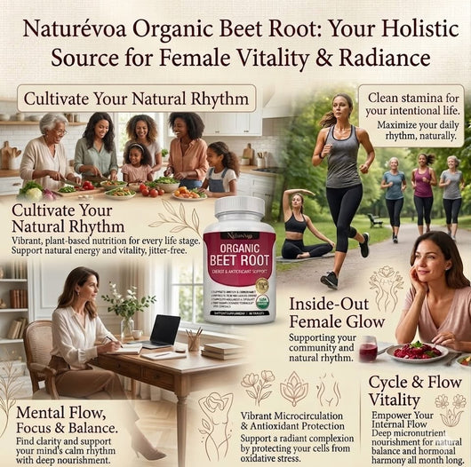 Naturévoa Organic Beet Root Tablets - Pure Inner Glow & Vitality Blend (90 Tablets)