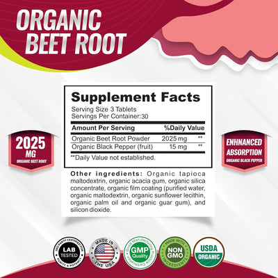 Naturévoa Organic Beet Root Tablets - Pure Inner Glow & Vitality Blend (90 Tablets)