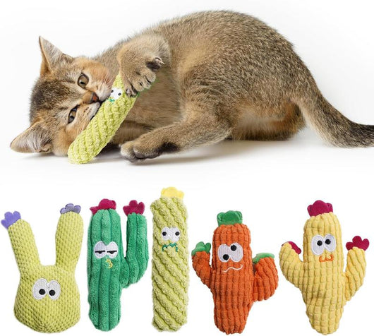 Pawsible 5 Pack Cactus Cat Toy Set, 100% Premium  Cat Herb Filling, Natural Stimulation for Cats, Durable for Teething, Perfect Kitten Toy Kitty