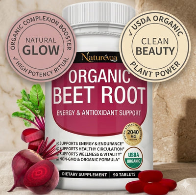 Naturévoa Organic Beet Root Tablets - Pure Inner Glow & Vitality Blend (90 Tablets)